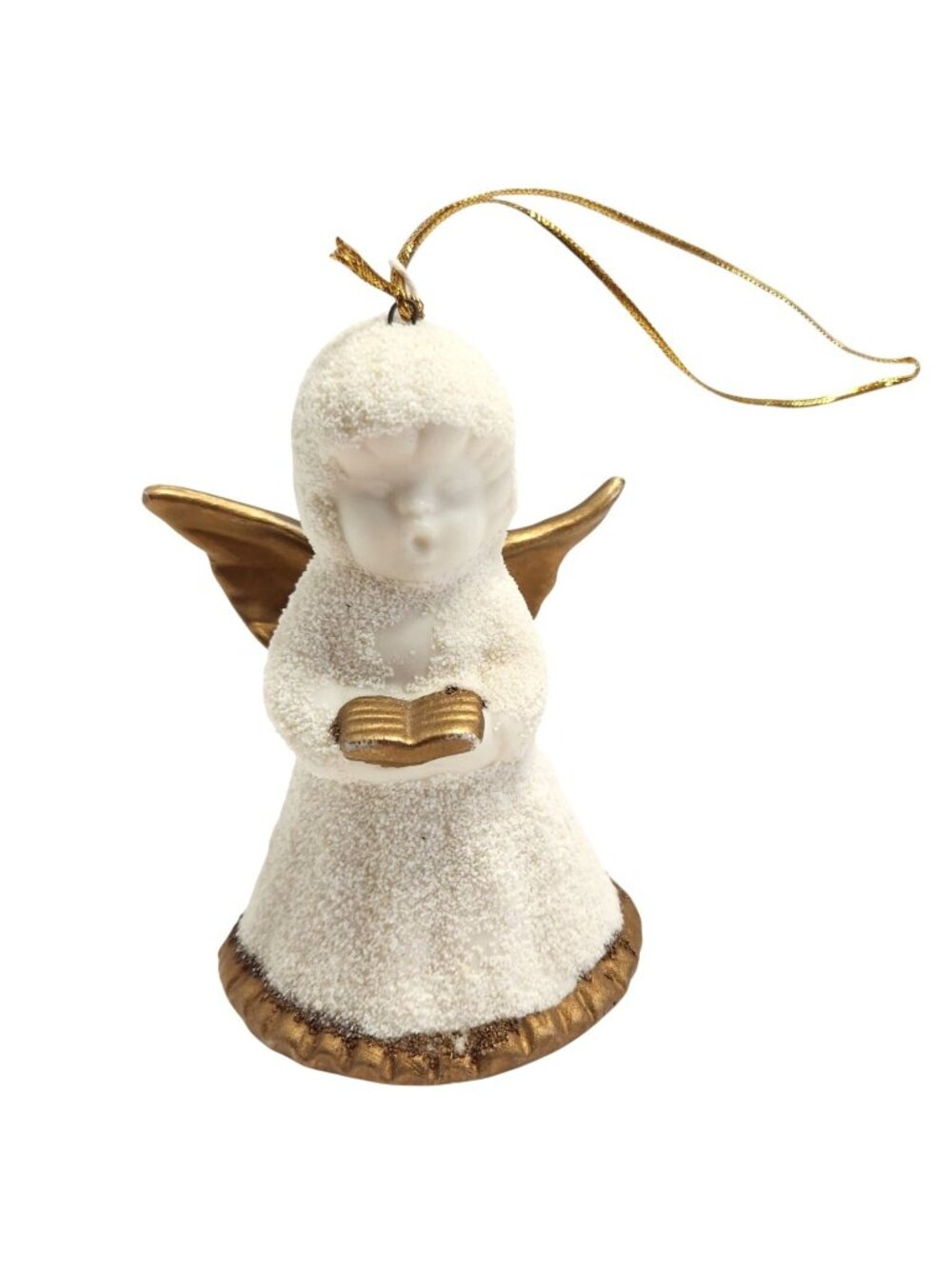 Cedars Creek Angel Bell Ornament White Hood Gold Wings Christmas Holiday Decor